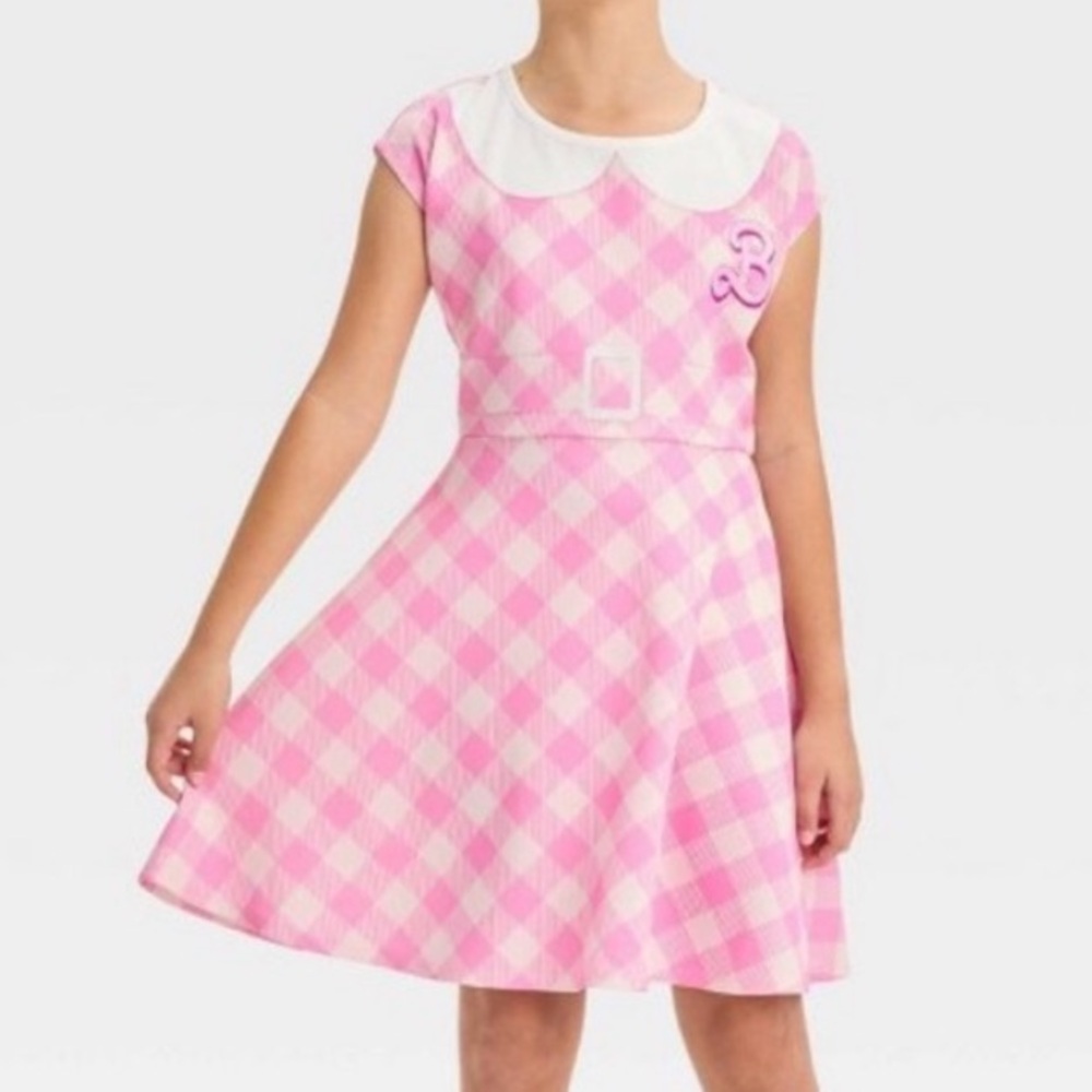 NWT Barbie Gingham Dress - Pink & White, size Medium